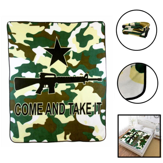 Come and Take it Blanket Rifle Blanket Camouflage Camo Political Gun Rights