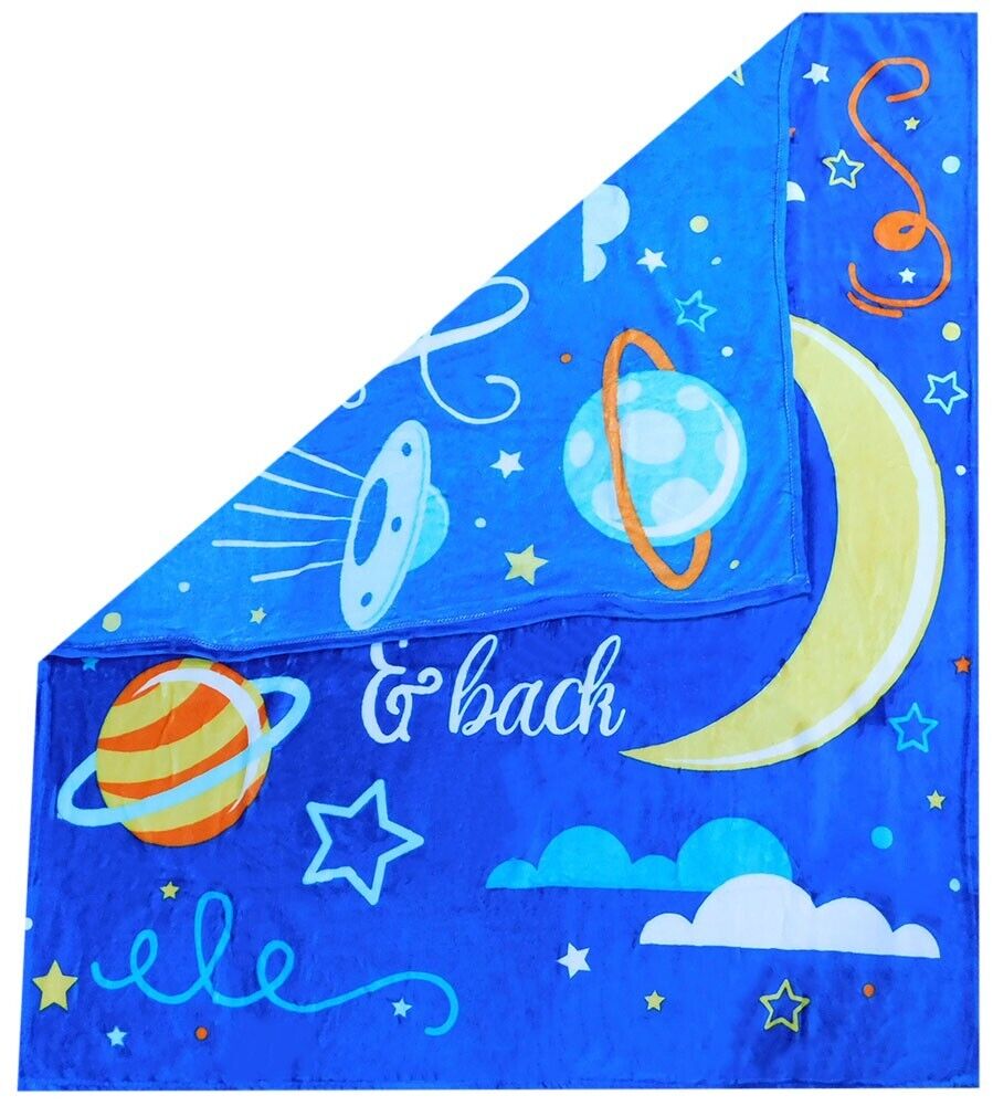 Love You To The Moon & Back Blue 50x60 50"x60" Soft Plush Fleece Blanket Throw