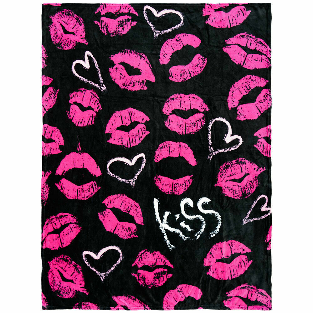 Pink Kisses Plush Blanket 50x60 Kiss Kiss Blanket Girl's Throw Blanket