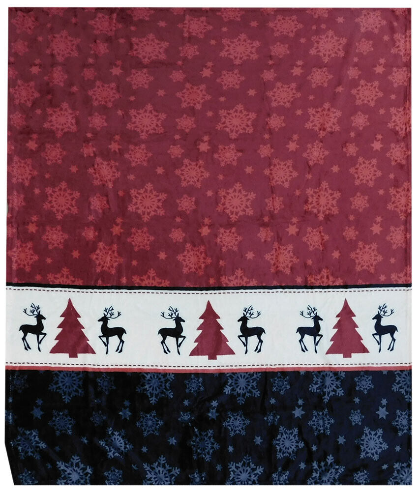 Snowflake Red MERRY Christmas Holiday 50x60 50"x60" Plush Fleece Blanket Throw