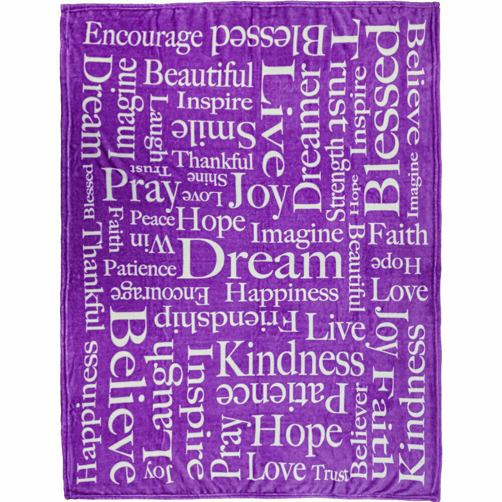 Inspiring Message Purple Plush Blanket 50x60 Positivity Blanket Survivor Throw Blanket