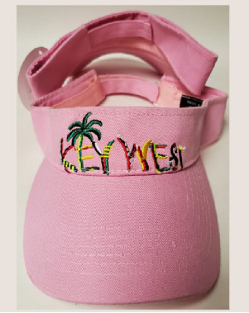 Embroidered Florida Key West PINK WASHED Conch Republic PALM TREE Visor