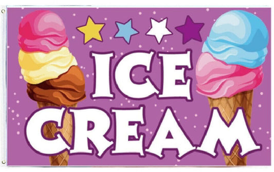 3X5 ICE CREAM FLAG BANNER 100D W/ GROMMETS R2