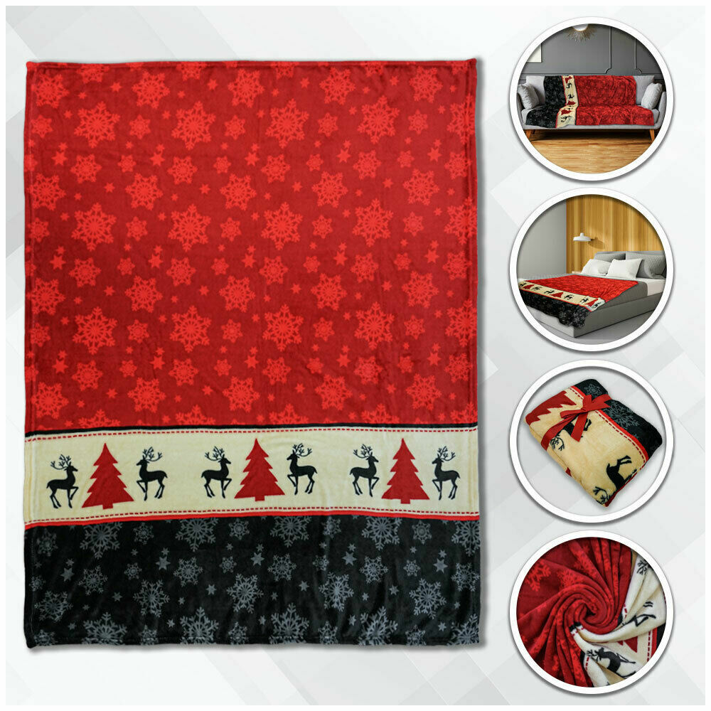 Christmas Plush Blanket 50x60 Snowflake Throw Blanket Wrapping Paper Blanket