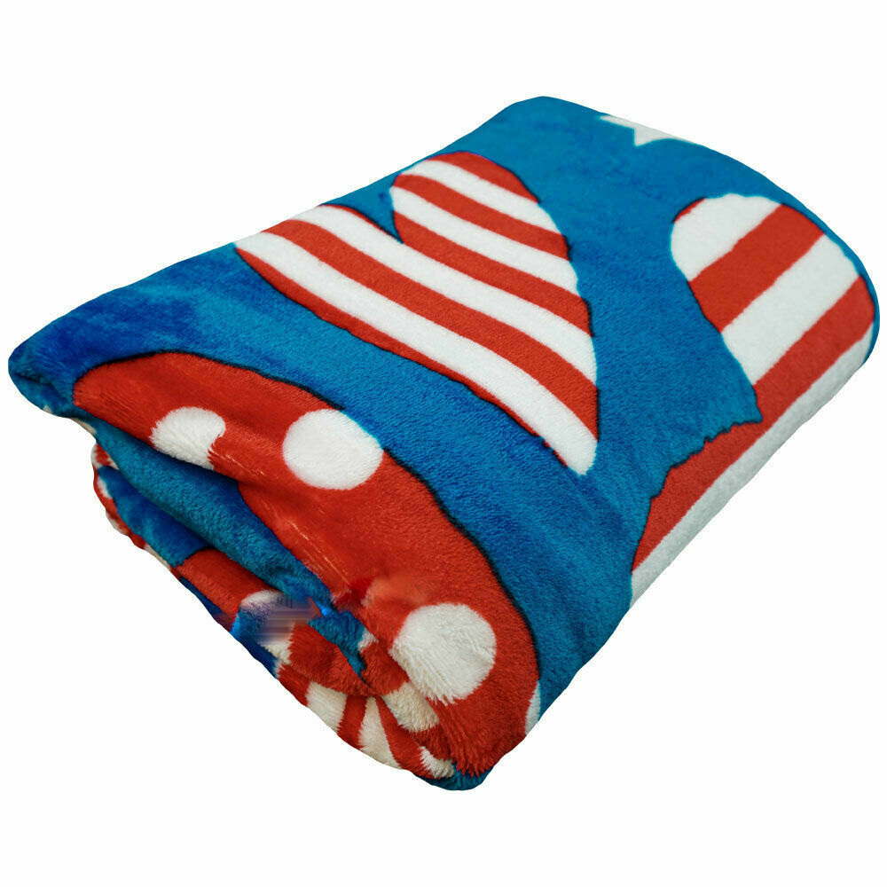 Patriotic Hearts Plush Blanket 50x60 America Throw Blanket USA Patriotic Blanket