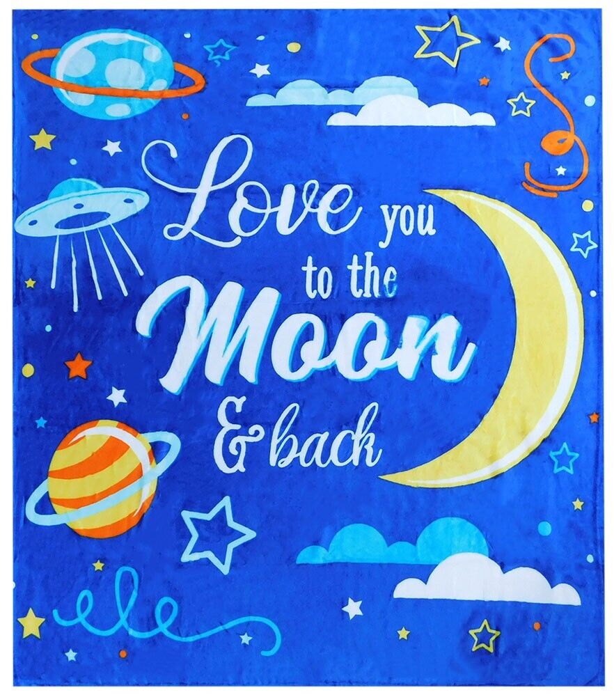 Love You To The Moon & Back Blue 50x60 50"x60" Soft Plush Fleece Blanket Throw