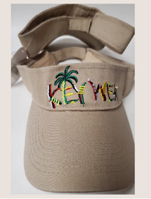 Embroidered Florida Key West KHAKI STONE Conch Republic PALM TREE Visor