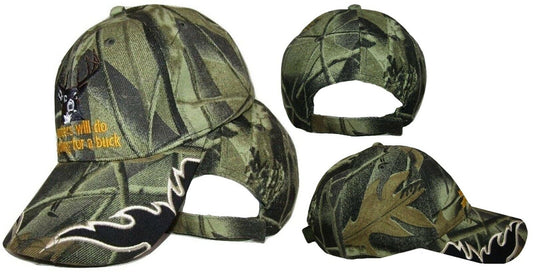 Hunters Will Do Anything For A Buck black Camouflage Deer Embroidered Cap Hat