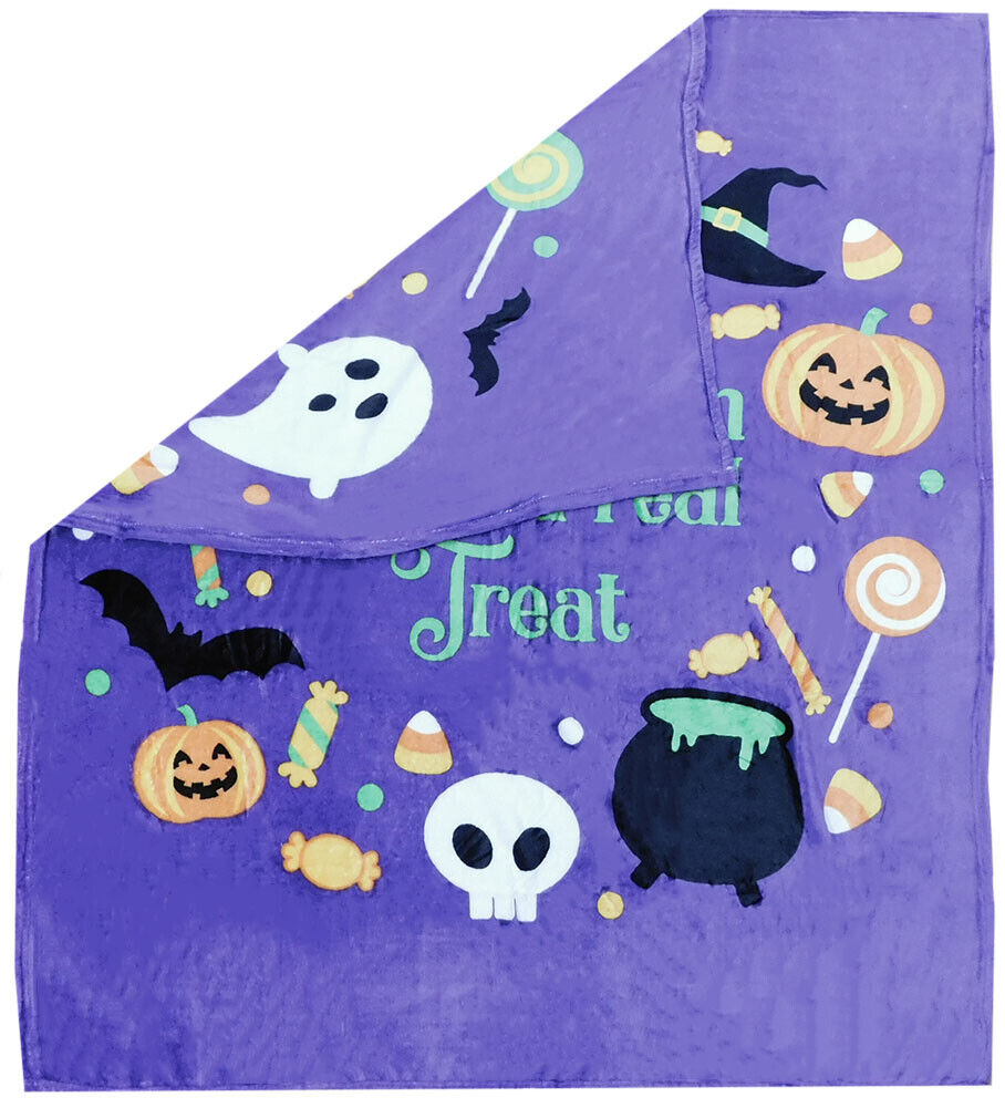 Halloween Is A Real Treat Purple 50x60 50"x60" Soft Plush Fleece Blanket Throw