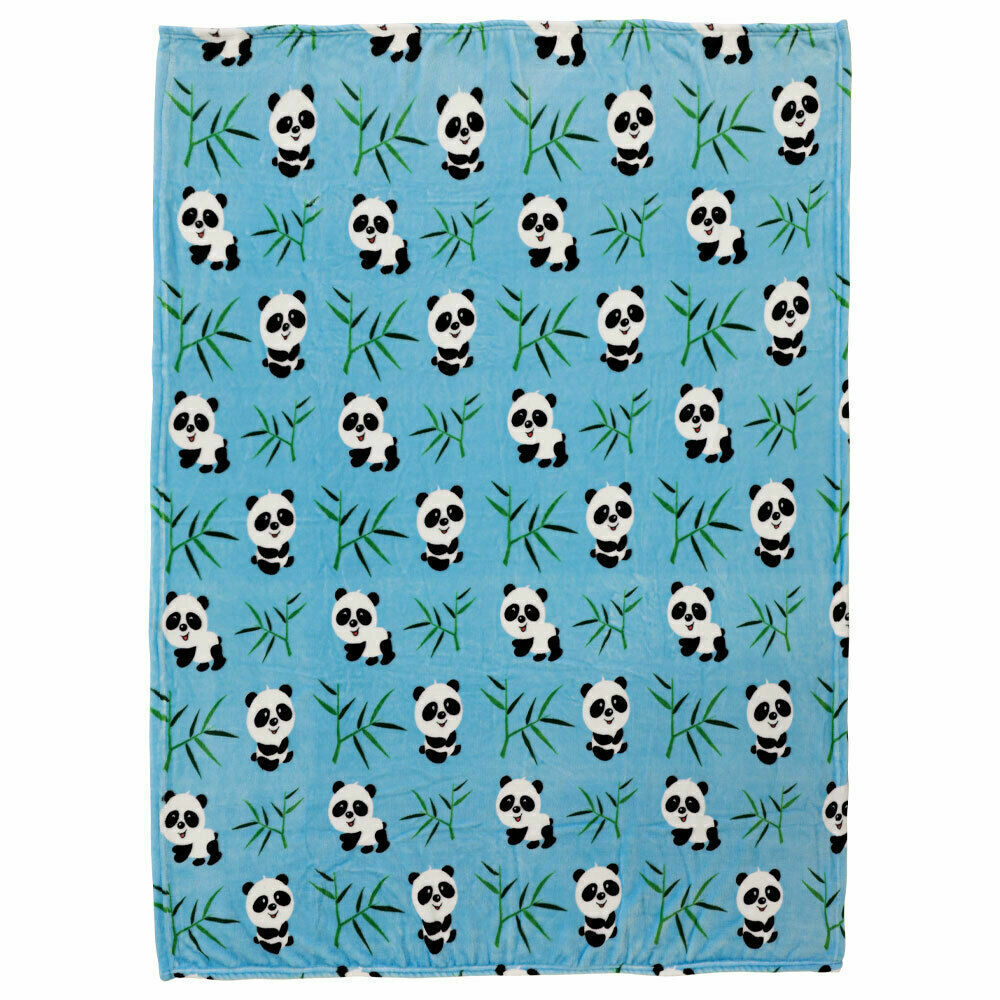 Baby Pandas Plush Blanket 50x60 Cute Kid's Blanket Blue Throw Blanket Panda