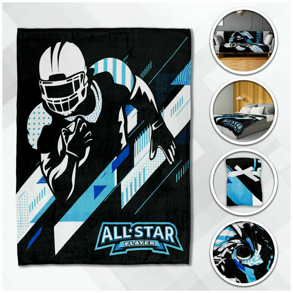 Football Plush Blanket 50x60 Football All Star Blanket Kid Throw Blanket Sports