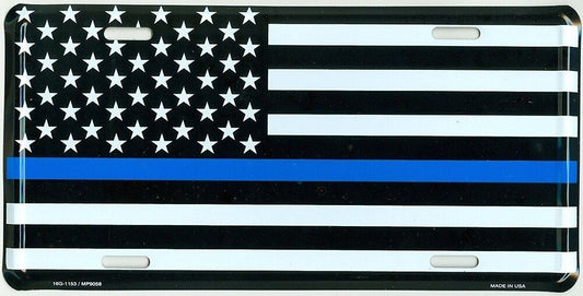 TRUMP 2024 FOR USA THIN BLUE LINE POLICE METAL CAR LICENSE PLATE TAG