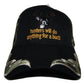 Hunters Will Do Anything For A Buck Black Front Camo Deer Embroidered Cap Hat