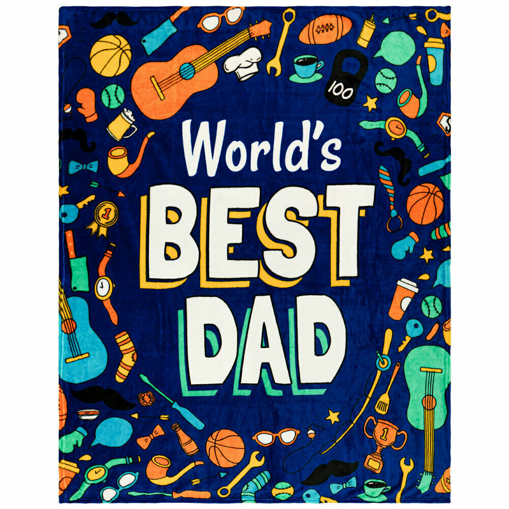 World's Best Dad Plush Blanket 50x60 Father's Day Blanket For Dad Throw Blanket