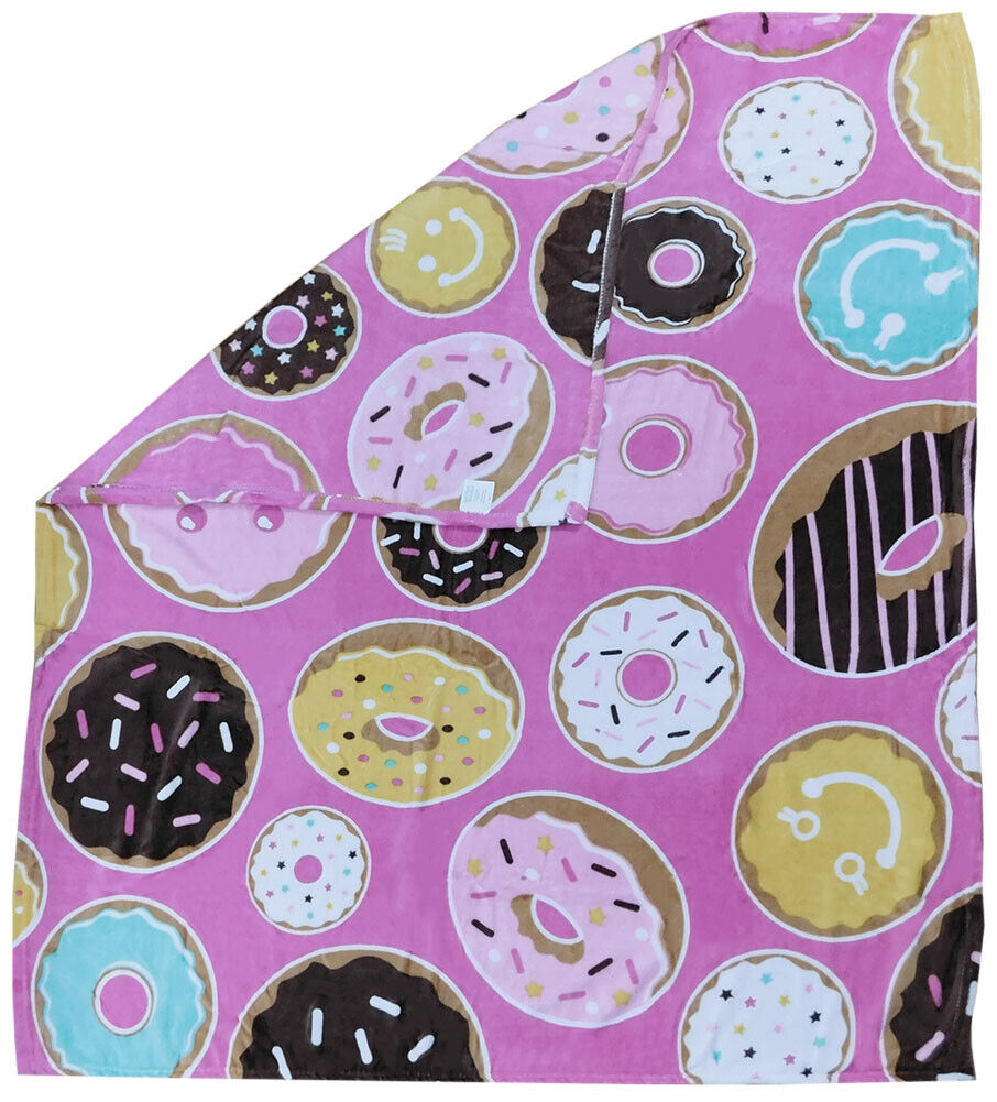 Happy Donuts Pink 50x60 50"x60" Soft Plush Fleece Blanket Throw