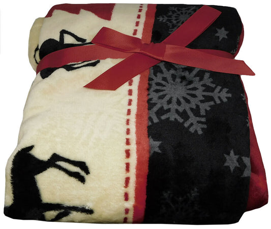 Snowflake Red MERRY Christmas Holiday 50x60 50"x60" Plush Fleece Blanket Throw