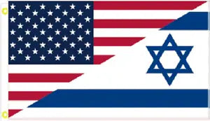 3X5 USA ISRAEL DIAGONAL FRIENDSHIP FLAG BANNER 100D R1