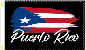 3X5 PUERTO RICO WAVY BLACK 100D FLAG BANNER