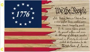 3X5 BETSY ROSS 1776 WE THE PEOPLE VINTAGE TEA STAINED 100D FLAG BANNER