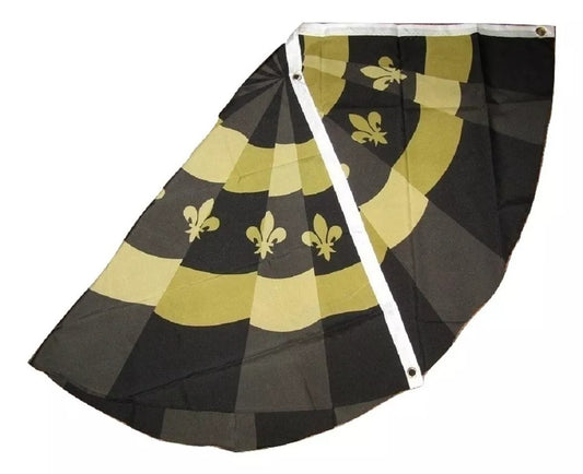 Black & Gold Fleur-De-Lis USA Style Pleat-Effect Bunting Flag 5'x3'