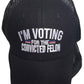 Trump 2024 I'm Voting For The Convicted Felon Black Mesh Embroidered Cap Hat