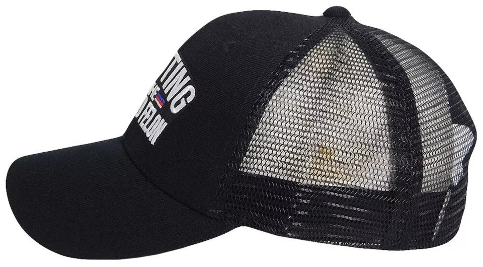 Trump 2024 I'm Voting For The Convicted Felon Black Mesh Embroidered Cap Hat