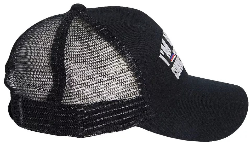 Trump 2024 I'm Voting For The Convicted Felon Black Mesh Embroidered Cap Hat