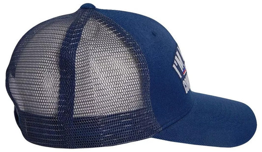 Trump 2024 I'm Voting For The Convicted Felon Navy Blue Mesh Embroidered Cap Hat