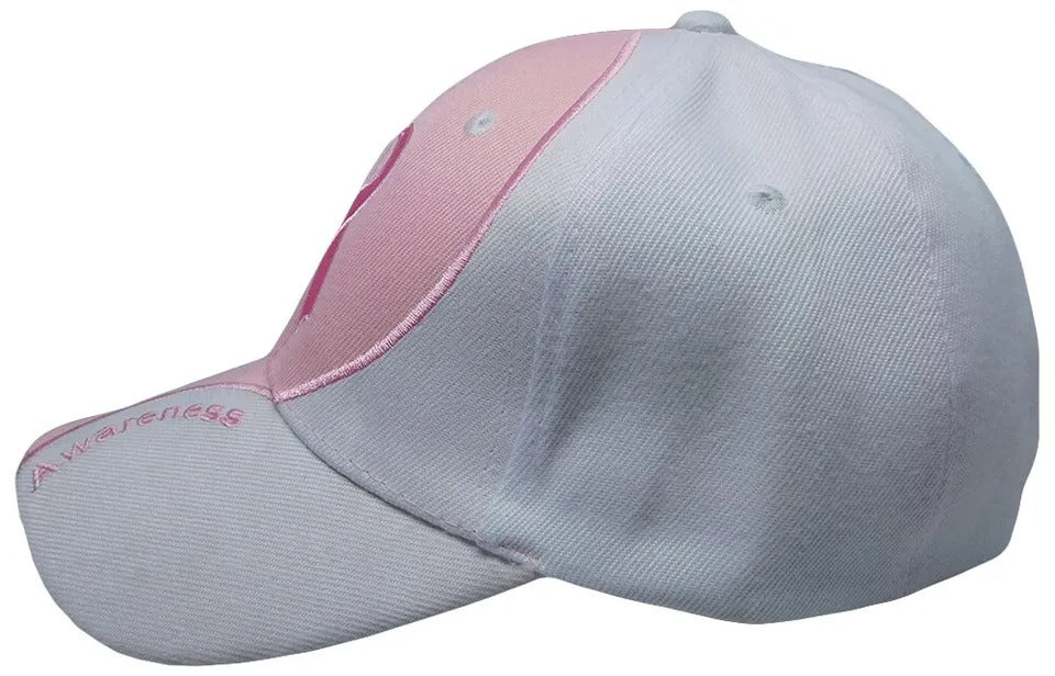 Breast Cancer Awareness Pink Ribbon Embroidered Adjustable Ball Cap Hat