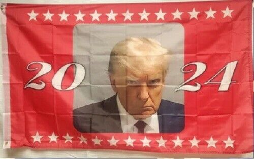 3X5 TRUMP 2024 MUGSHOT RED FLAG BANNER 100D W/ GROMMETS