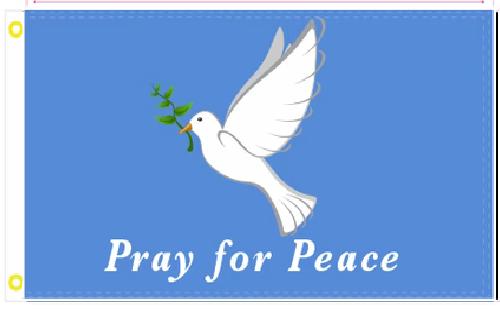 3X5 PRAY FOR PEACE DOVE BLUE FLAG PEACE FLAG BANNER