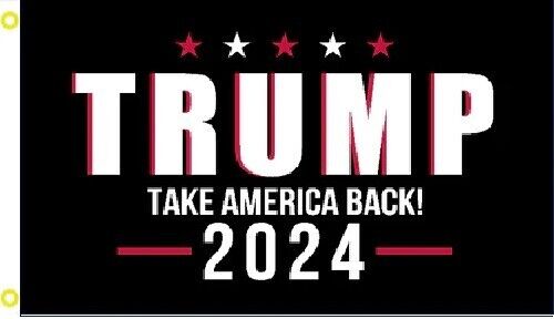 3X5 Trump 2024 President BLACK Flag Take Save America Back MAGA 100D