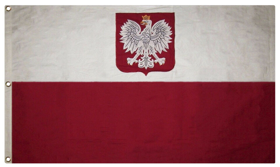 3x5 Embroidered Sewn Poland Eagle Polish Polska 100% Cotton Flag 3'x5'