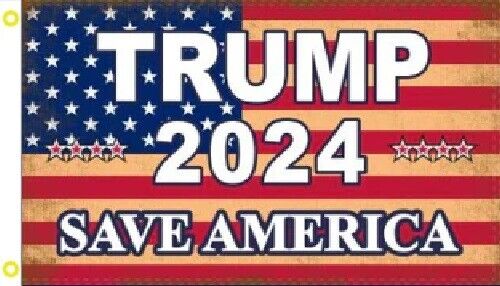 3X5 TRUMP 2024 SAVE AMERICAN VINTAGE TEA STAINED USA FLAG BANNER 100D