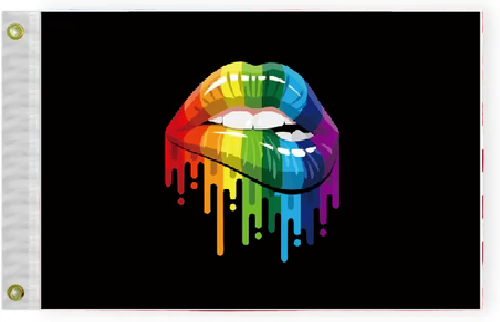 3X5 Rainbow KISS LIPSTICK Pride LGBTQ 100D Woven Poly Nylon Flag Banner