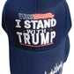 I Stand With Trump Signature 2024 Navy Blue Adjustable Embroidered Cap Hat