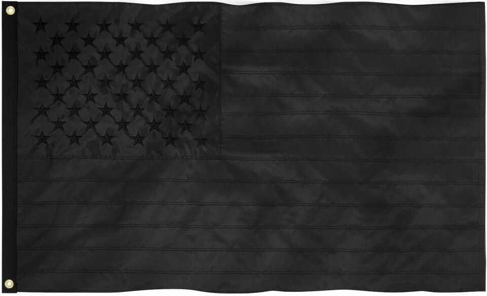 All Black American Flag Embroidered Stars USA Banner Flags 2x3 Ft Nylon 200D