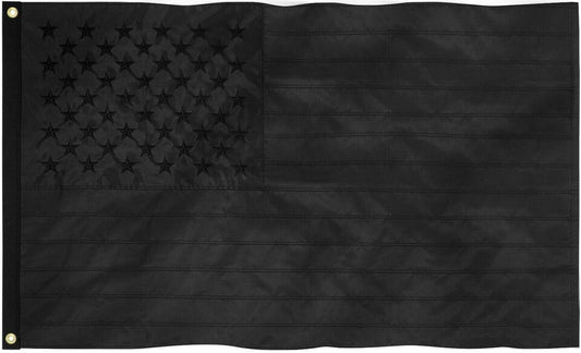 All Black American Flag Embroidered Stars USA Banner Flags 2x3 Ft Nylon 200D