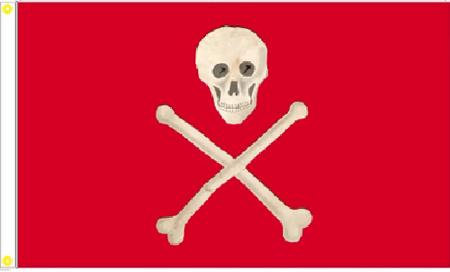 3X5 PIRATE SKULL AND BONES ANCIENT VINTAGE PIRATE RED FLAG BANNER 100D