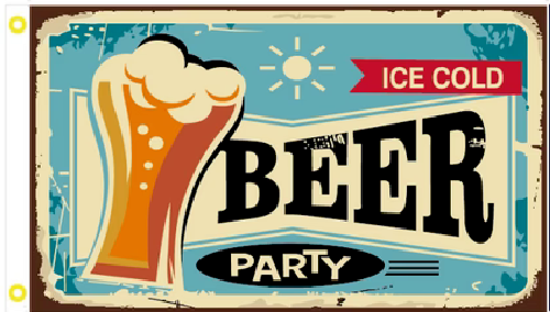 3X5 ICE COLD BEER PARTY FIESTA FLAG BANNER 100D W/ GROMMETS