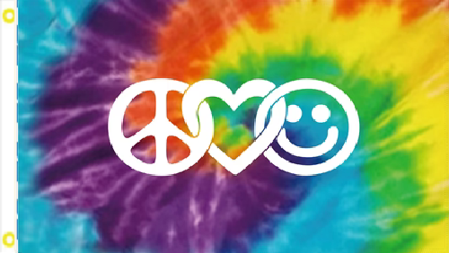 3X5 TYE DIE PEACE LOVE HAPPY RAINBOW SWIRL FLAG BANNER 100D