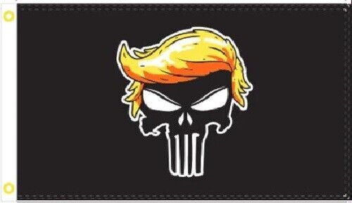 3X5 TRUMP 2024 USA DEMON SKULL TACTICAL BLACK FLAG BANNER R2