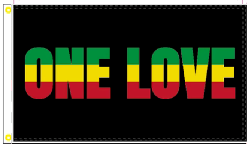 3X5 ONE LOVE JAMAICAN COLORS HERITAGE FLAG BANNER 100D W/ GROMMETS