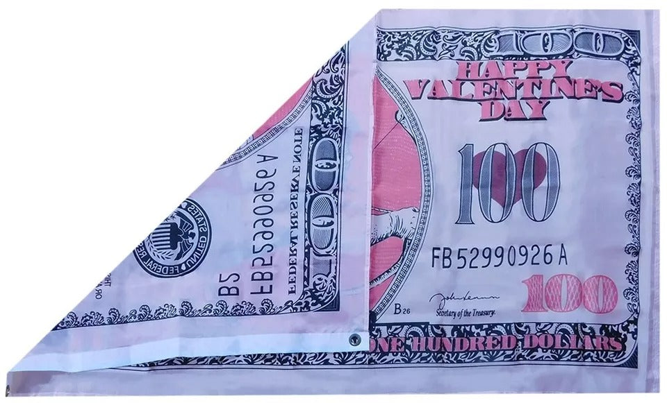 3X5 Cupid 100 Dollar Bill $100 Pink Valentine's Day 3'x5' Super Polyester Flag