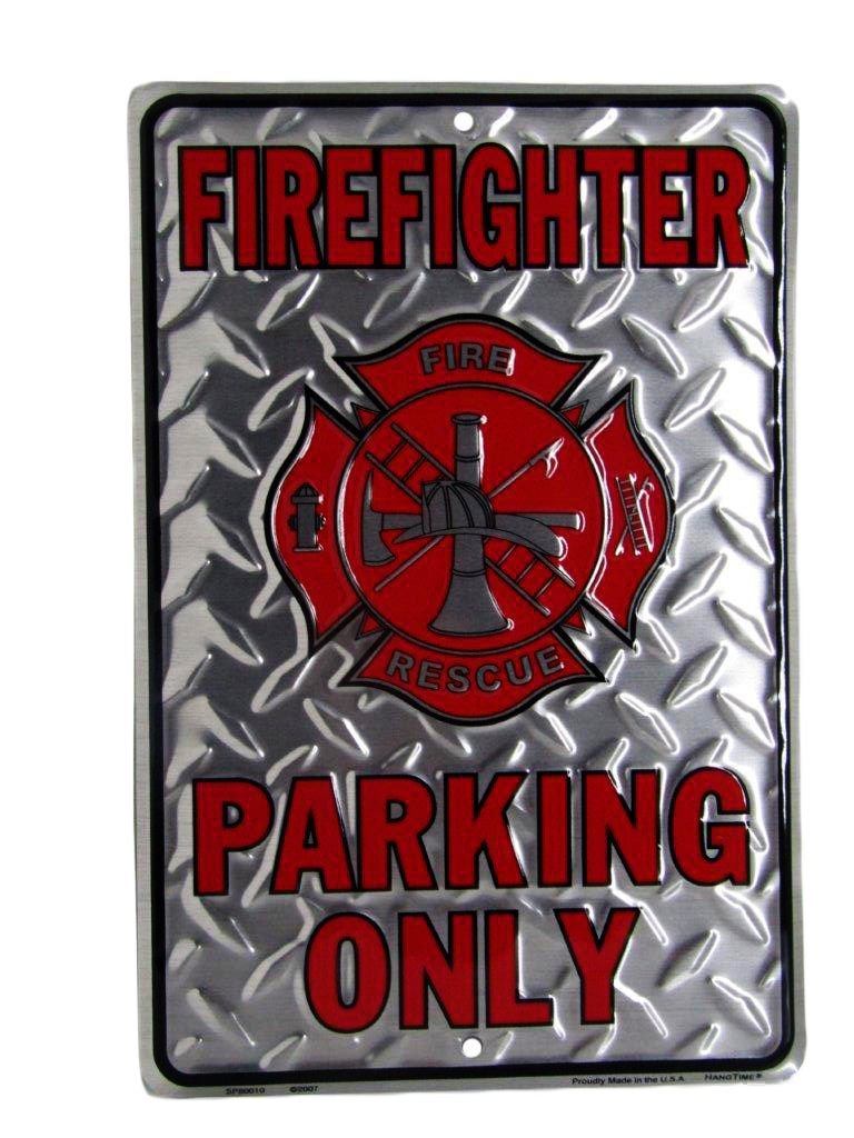 Firefighter Fire Fighter Parking Only 8"x12" Aluminum Metal Plate