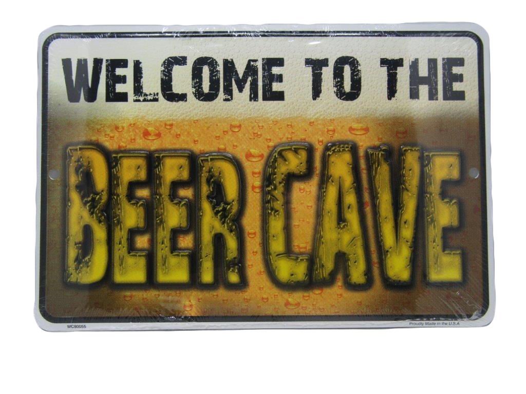 Welcome to The Beer Cave Drinking Man Cave 8"x12" Metal Plate Park